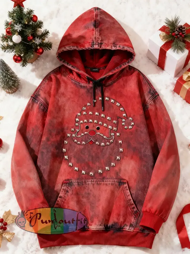 Men’s Christmas Santa Claus Art Oversized Drop-Shoulder Hoodie with Pockets