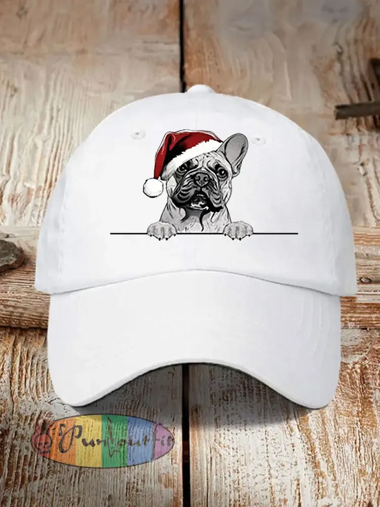 Unisex Christmas Hat Pug Print Hat