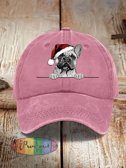 Unisex Christmas Hat Pug Print Hat