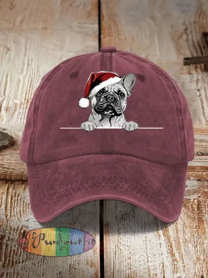 Unisex Christmas Hat Pug Print Hat