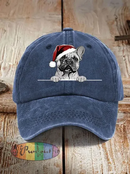 Unisex Christmas Hat Pug Print Hat