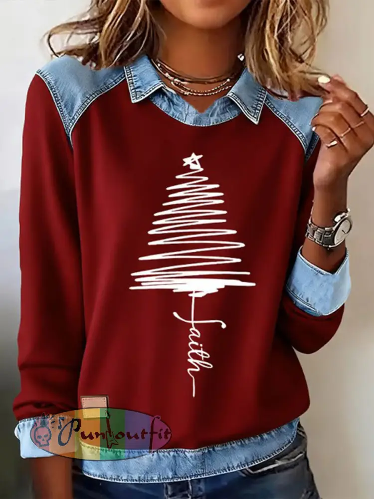 Women’s Fith Christmas Tree Printed Shirt
