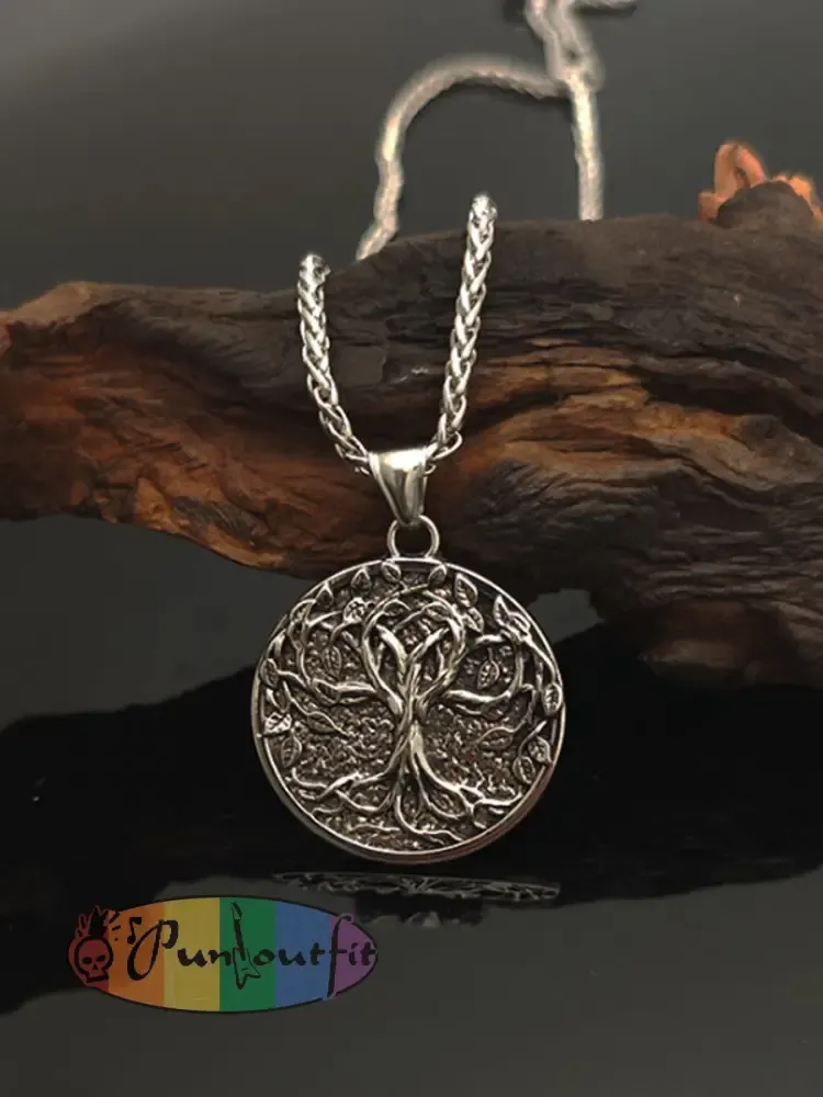 Nordic Vintage Viking Rune Tree Of Life Pendant Necklace