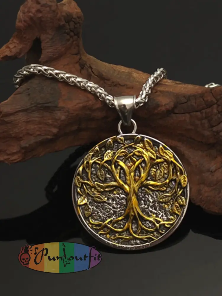 Nordic Vintage Viking Rune Tree Of Life Pendant Necklace