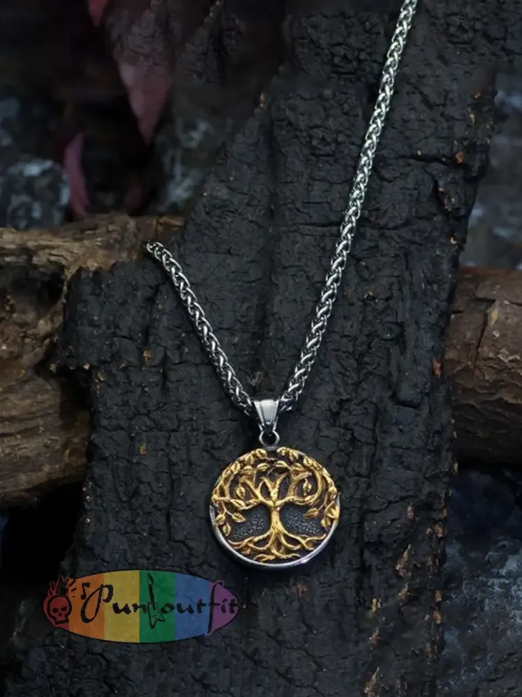 Nordic Vintage Viking Rune Tree Of Life Pendant Necklace