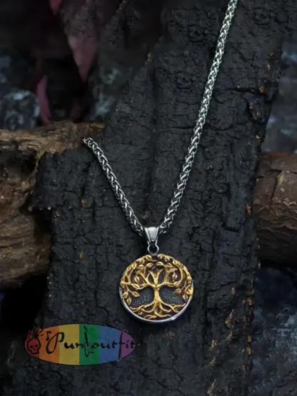 Nordic Vintage Viking Rune Tree Of Life Pendant Necklace