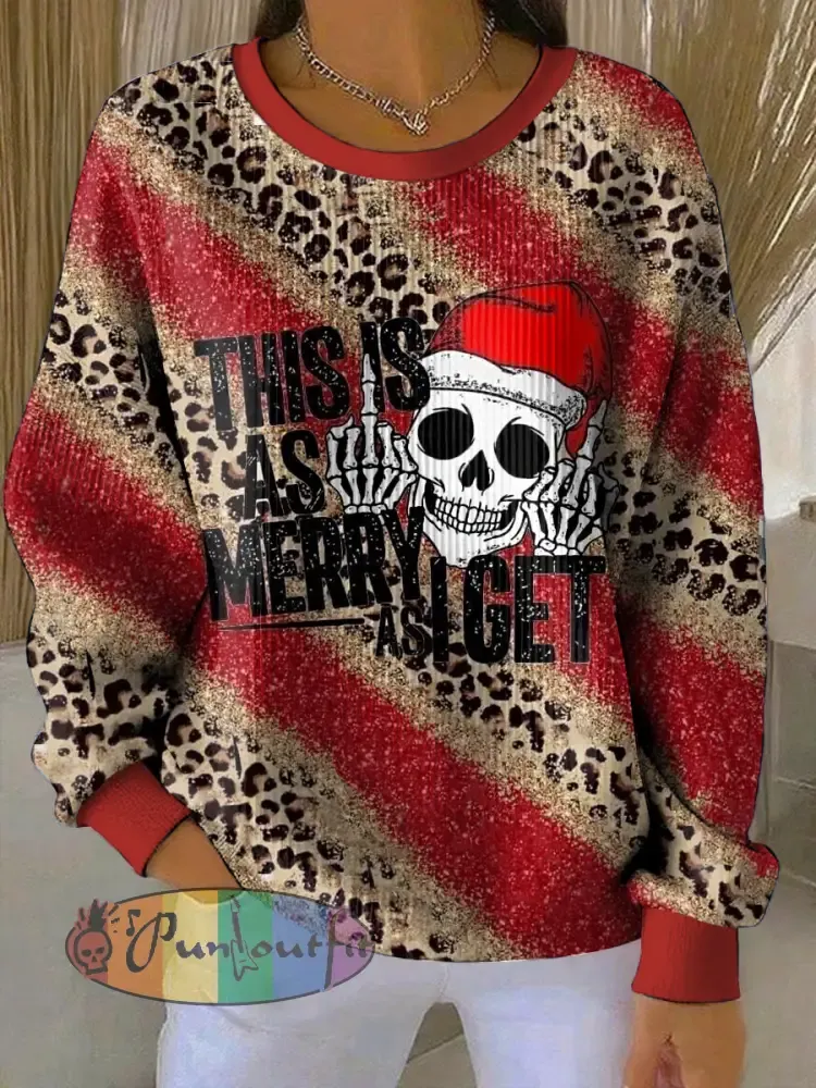 Women’s Gothic Christmas Printed Round Neck Long Sleeved Sweatshirt
