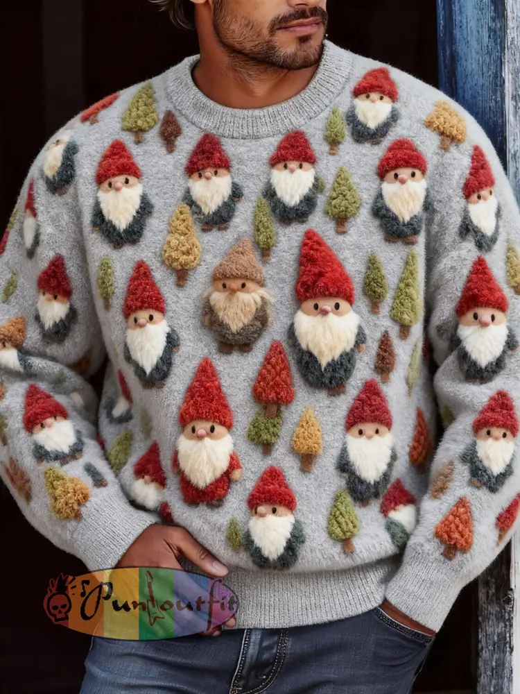 Men’s Vintage Christmas Santa Claus Printed Sweater
