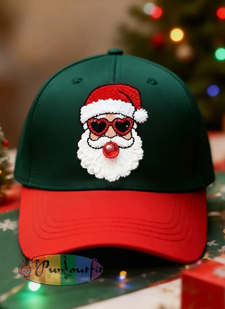 Retro Christmas Santa Claus Blowing Bubbles Casual Print Washed Hat