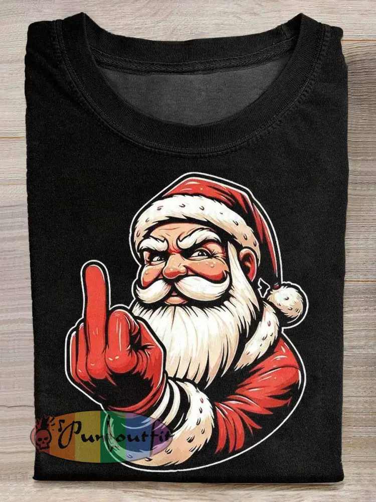Funny Santa Claus Print Loose Short Sleeved T-Shirt