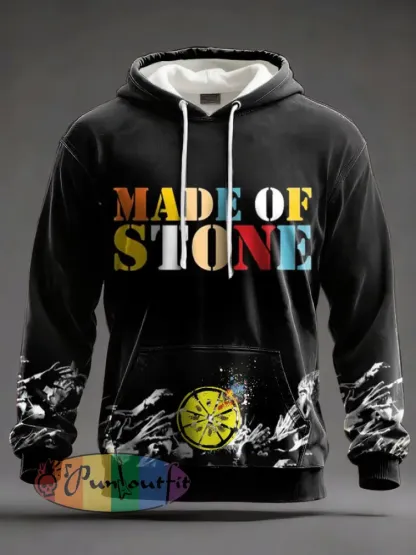 Men’s Made of Stone Lemon Roses Music Lover Printed Hoodie