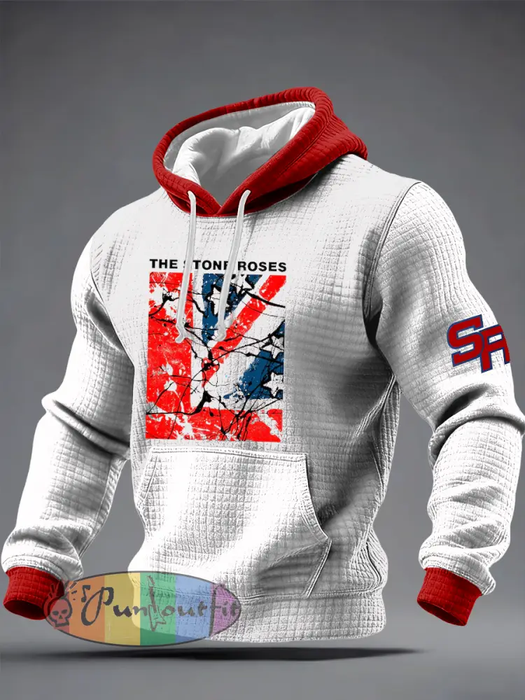 Men’s Lemon Roses Music Lover Checkered Cotton Hoodie