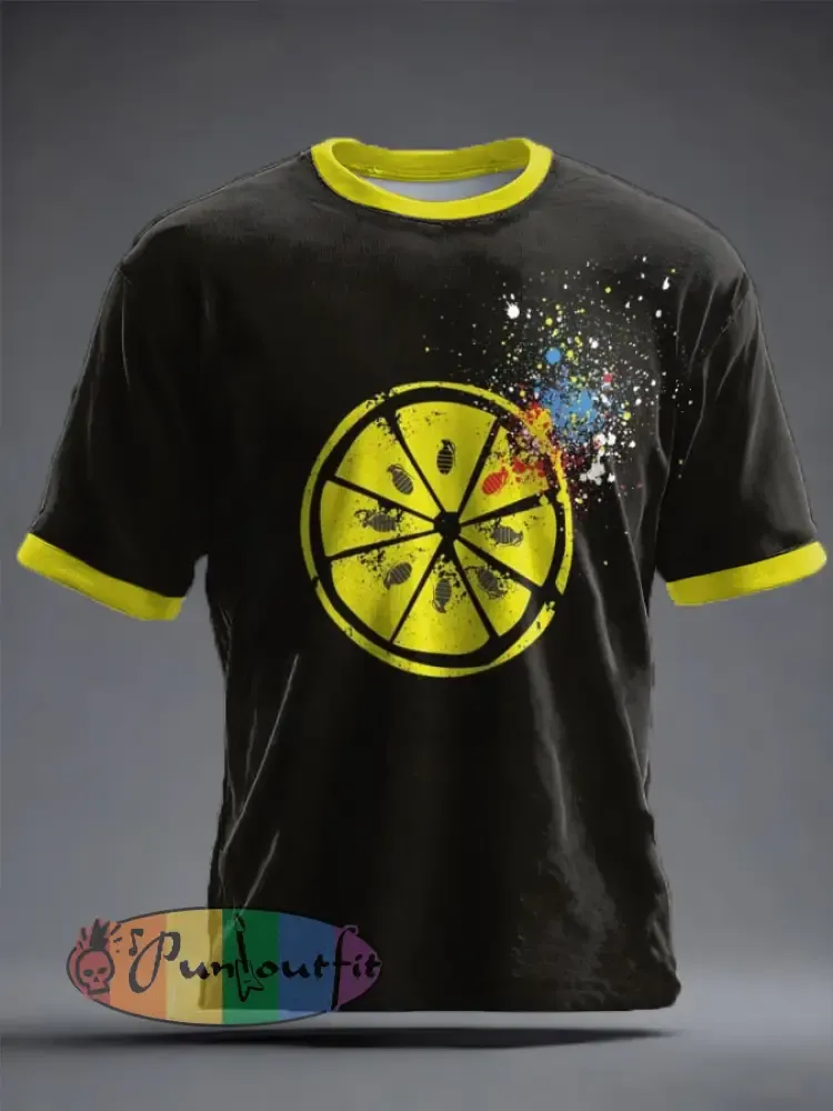 Unisex Lemon Roses Music Lover Printed T-shirt