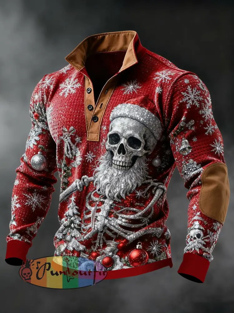 Men’s Retro Christmas Skull Printed Sweatshirt