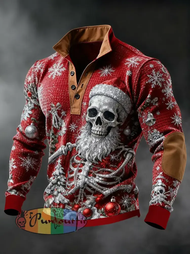Men’s Retro Christmas Skull Printed Sweatshirt