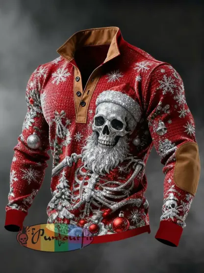 Men’s Retro Christmas Skull Printed Sweatshirt