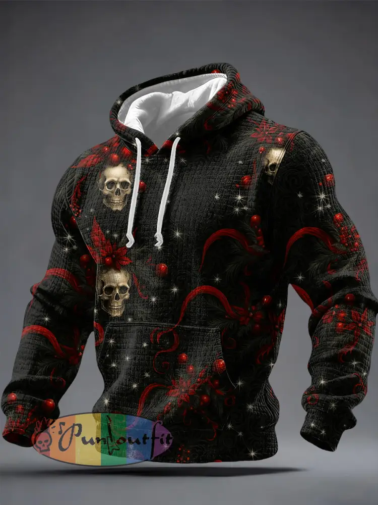 Men’s Gothic Skull Printed Hoodie