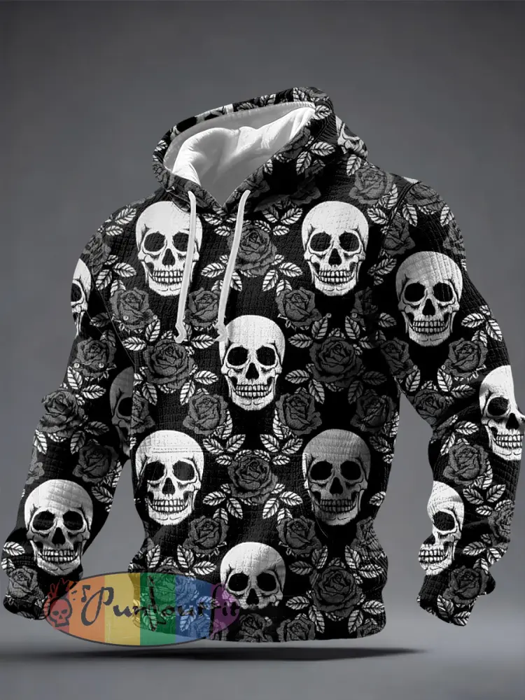 Men’s Gothic Skull Printed Hoodie