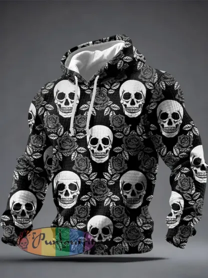 Men’s Gothic Skull Printed Hoodie