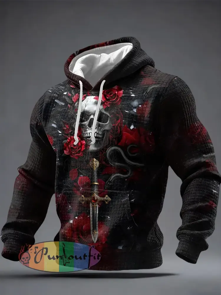 Men’s Gothic Skull Printed Hoodie