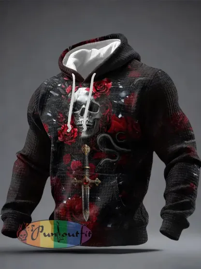 Men’s Gothic Skull Printed Hoodie