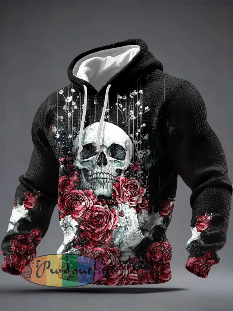 Men’s Gothic Skull Printed Hoodie