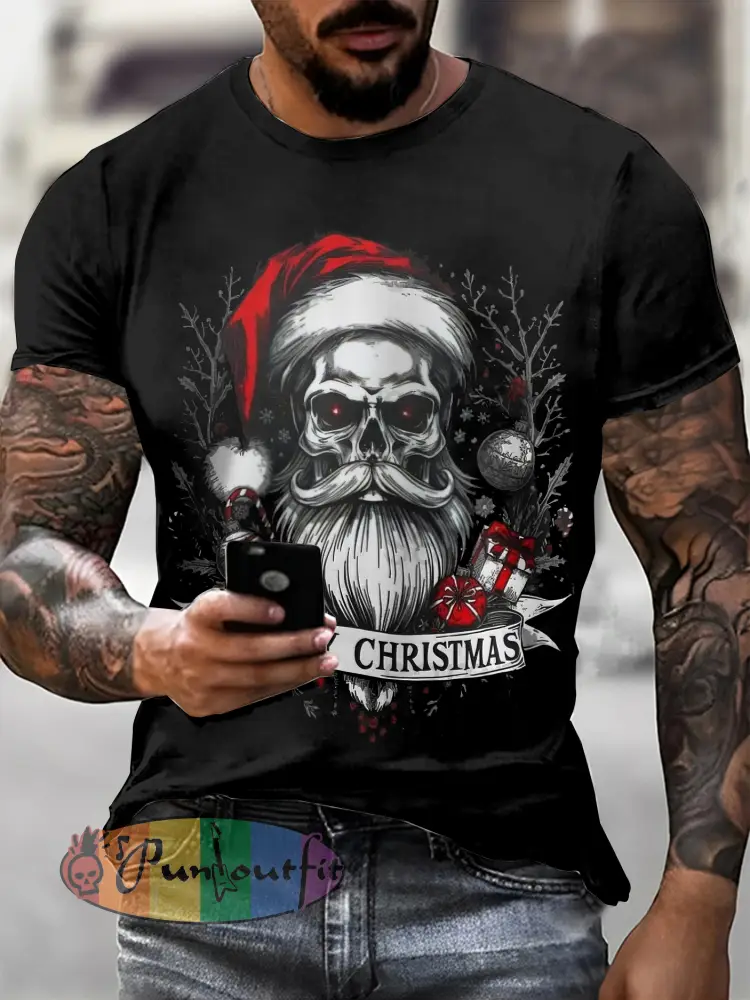 Gothic Christmas Printed Vintage Fashion Loose Short Sleeve T-Shirt
