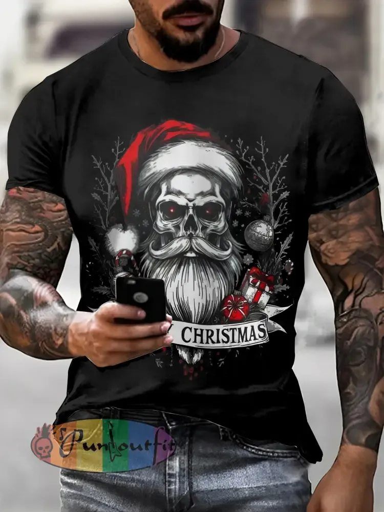 Gothic Christmas Printed Vintage Fashion Loose Short Sleeve T-Shirt