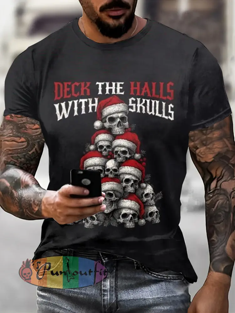 Gothic Christmas Printed Vintage Fashion Loose Short Sleeve T-Shirt