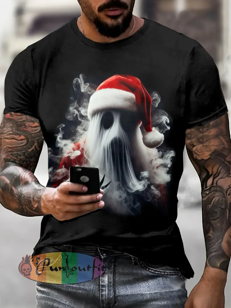 Gothic Christmas Printed Vintage Fashion Loose Short Sleeve T-Shirt