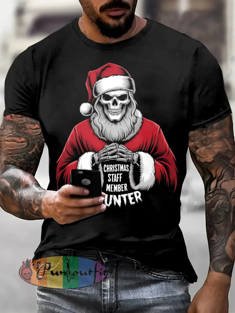 Gothic Christmas Printed Vintage Fashion Loose Short Sleeve T-Shirt