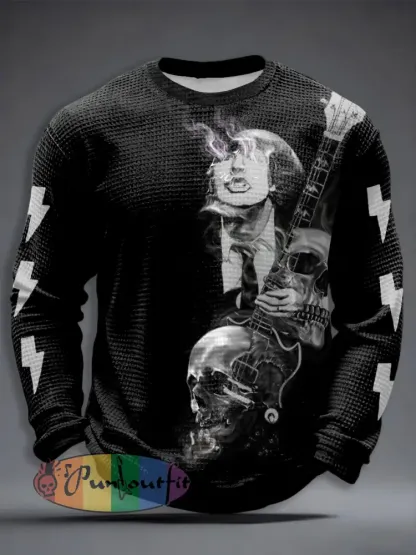 Men’s Rock Music Inspired Waffle Long Sleeve T-Shirt
