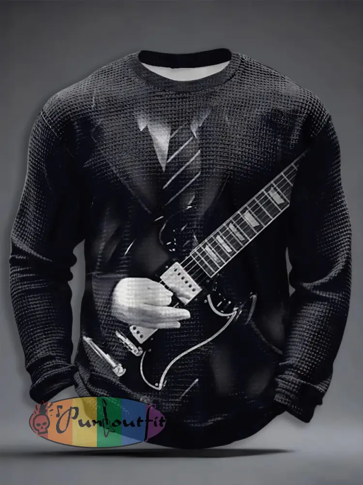 Men’s Rock Music Inspired Waffle Long Sleeve T-Shirt