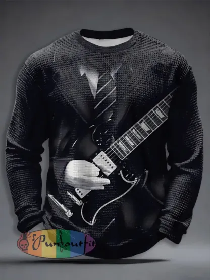 Men’s Rock Music Inspired Waffle Long Sleeve T-Shirt