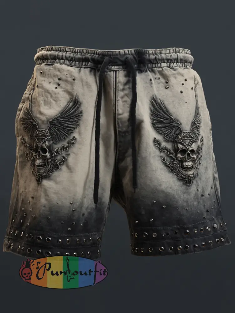 Men’s Rock Skulls Printed Shorts