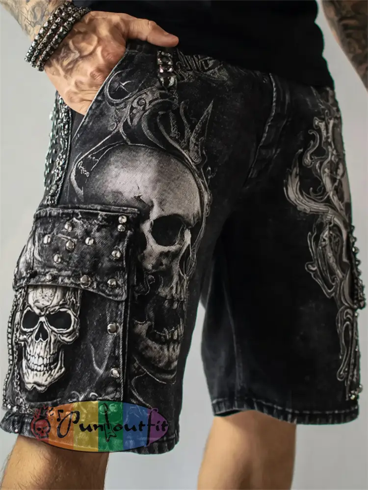 Men’s Rock Skulls Printed Shorts