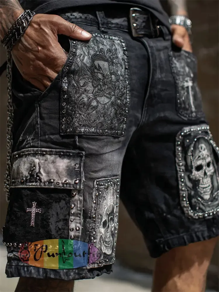 Men’s Rock Skulls Printed Shorts