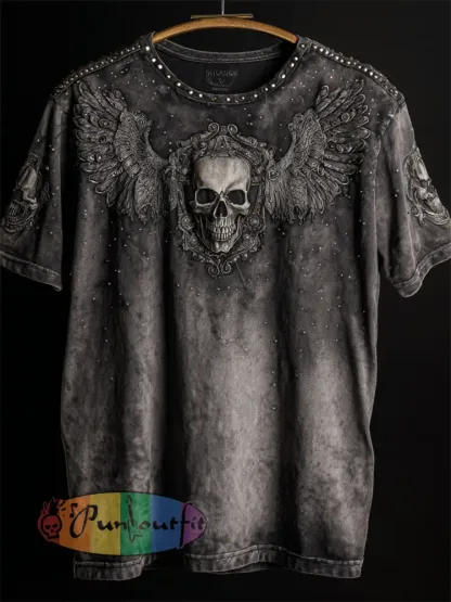 Men’s Rock Skulls Printed T-shirt