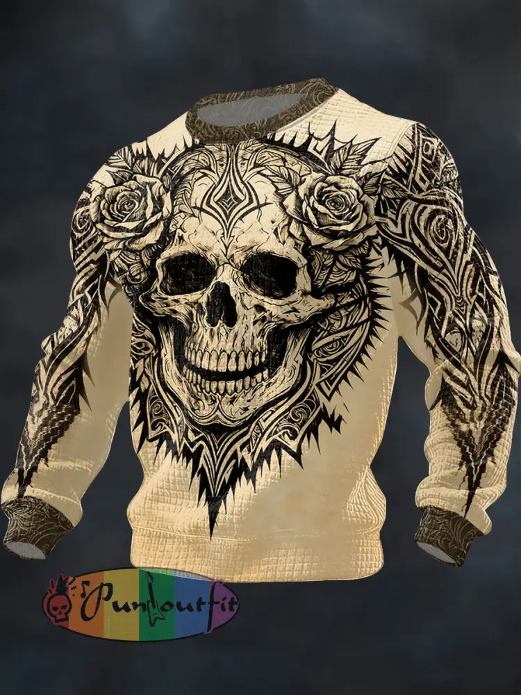 Men’s Gothic Dark Skull Printed Sweatshirt