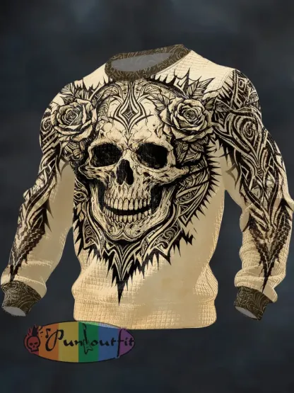 Men’s Gothic Dark Skull Printed Sweatshirt