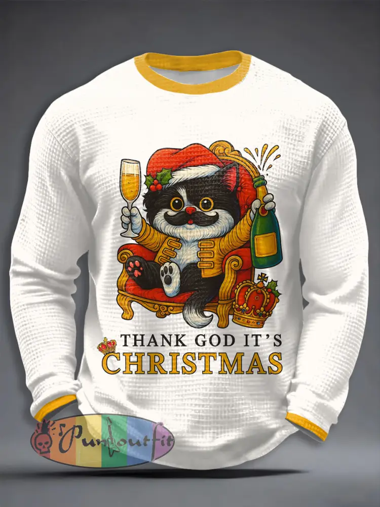 Men’s Rock Band Inspired Christmas Waffle Long Sleeve T-Shirt