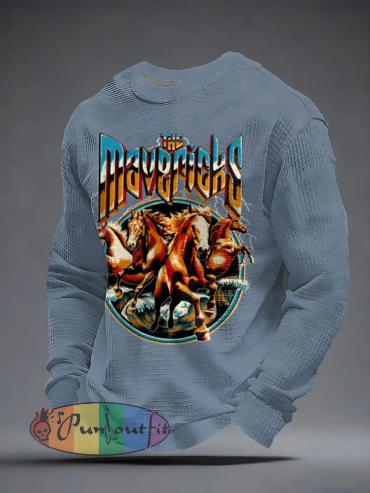 Men’s Country Music Inspired Waffle Long Sleeve Sweatshirt