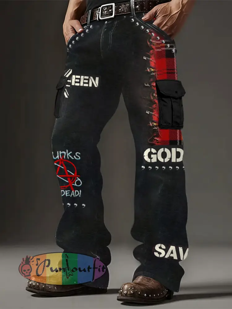 Men’s UK Punk Music Lover Printed Pants