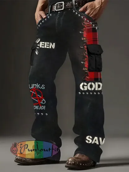 Men’s UK Punk Music Lover Printed Pants