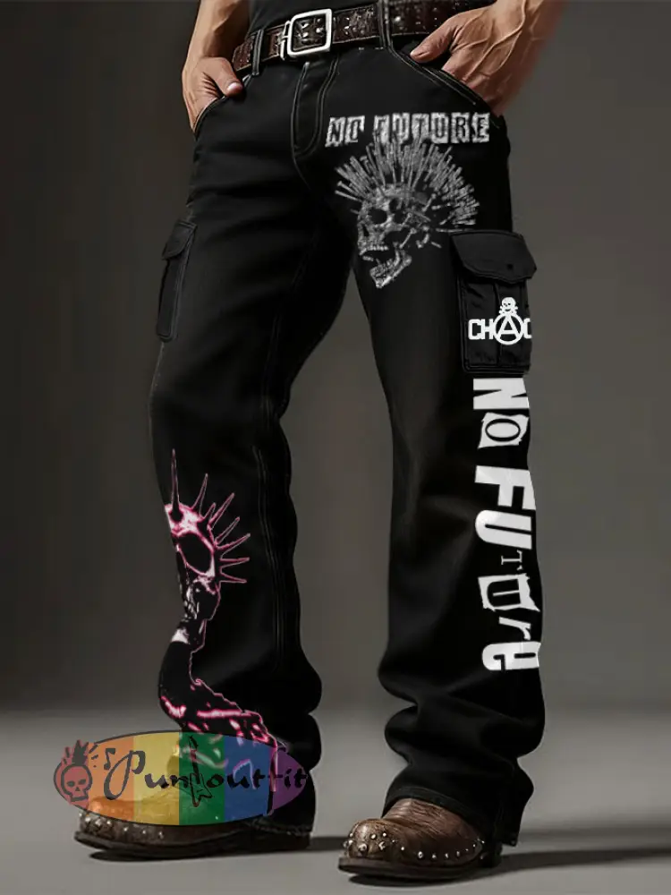 Men’s UK Punk Music Lover Printed Pants