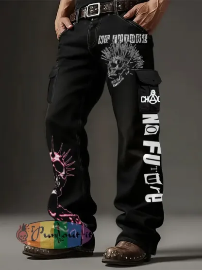Men’s UK Punk Music Lover Printed Pants