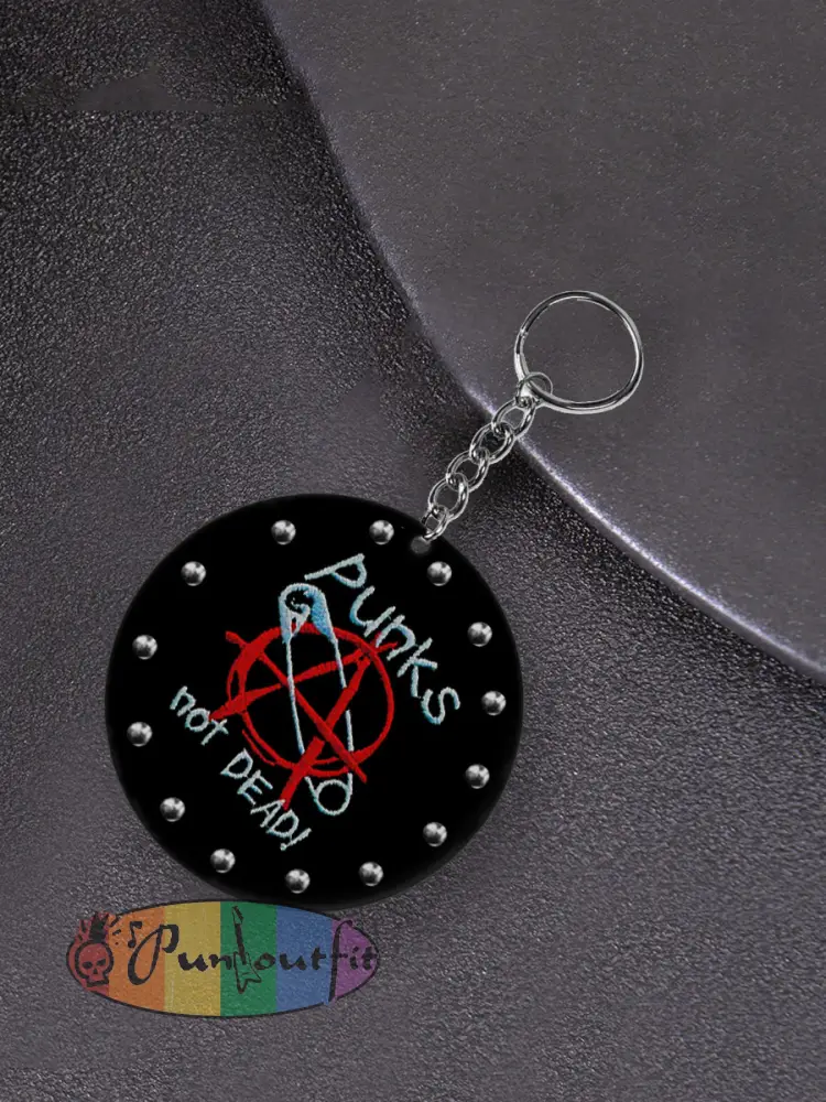 UK Punk Music Lover Printed Keychain - Black · ONE