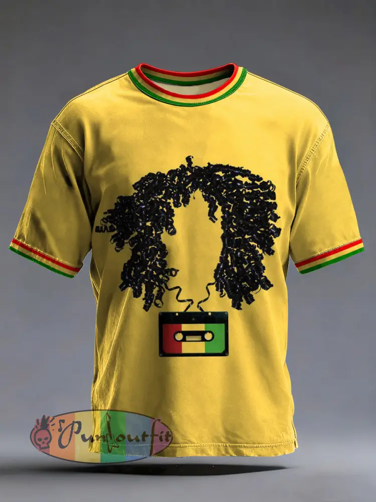 Men’s Reggae Music Inspired Print Vintage T-Shirt