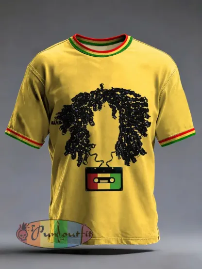 Men’s Reggae Music Inspired Print Vintage T-Shirt