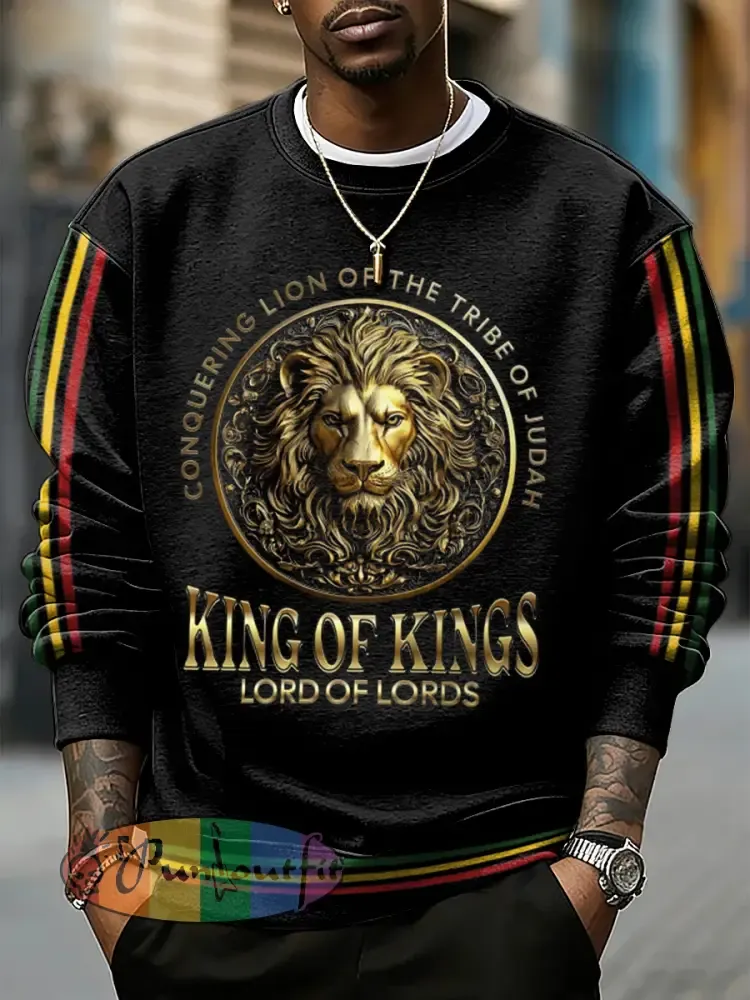 Men’s Reggae Music Inspired Lion Print Sweatshirt